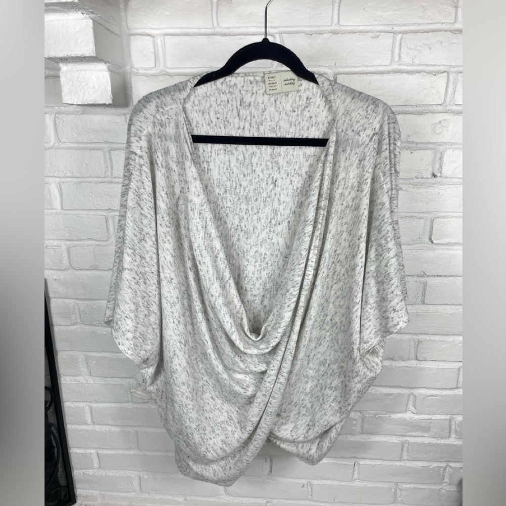 Saturday Sunday Cozy Draped Cowl Front Knit Top Gray Heather Medium